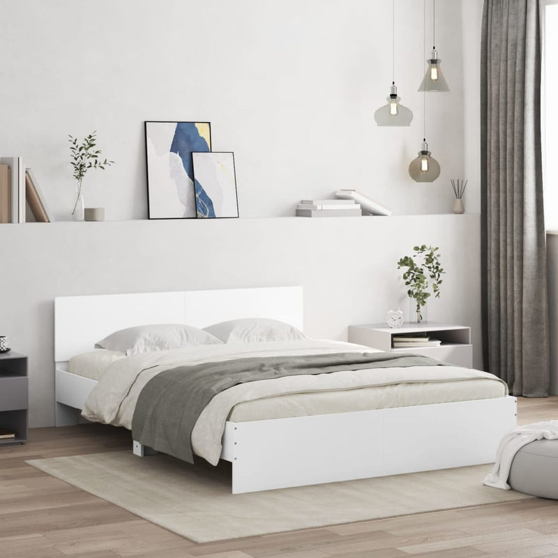 Bed Frame with Headboard White 150x200 cm