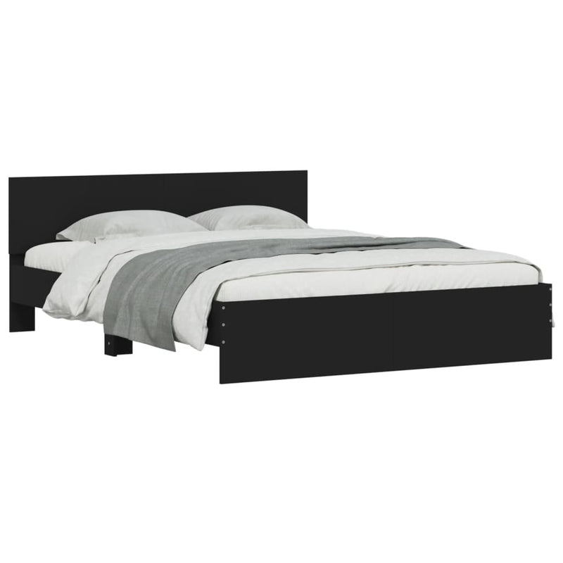 Bed Frame with Headboard Black 150x200 cm