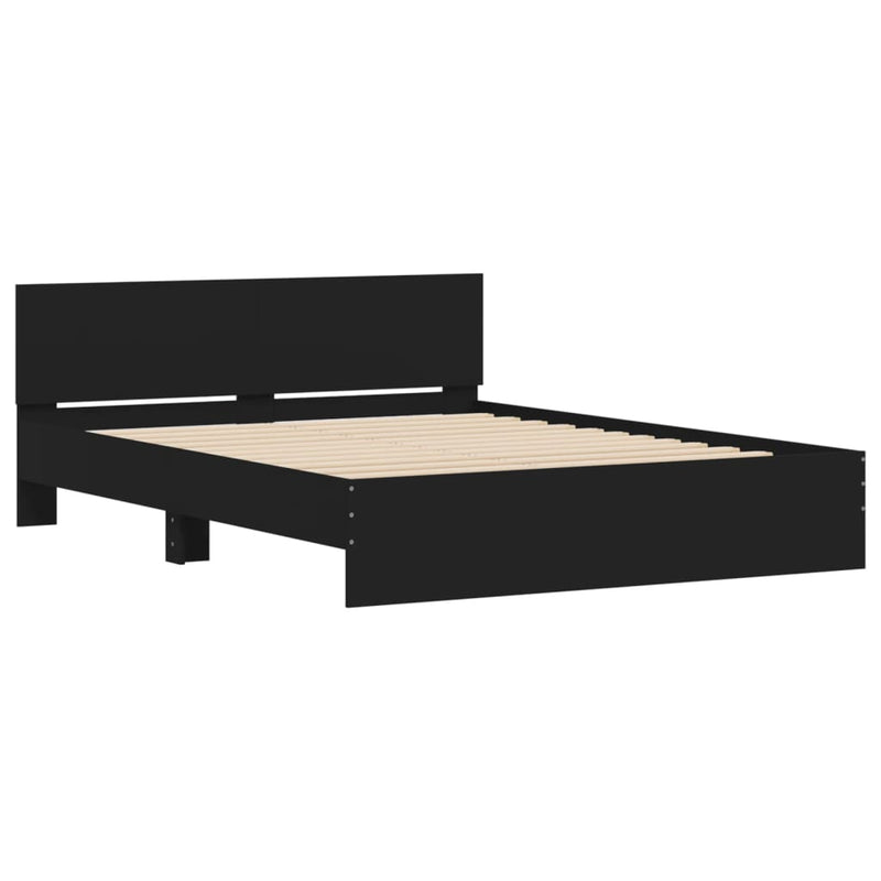 Bed Frame with Headboard Black 150x200 cm