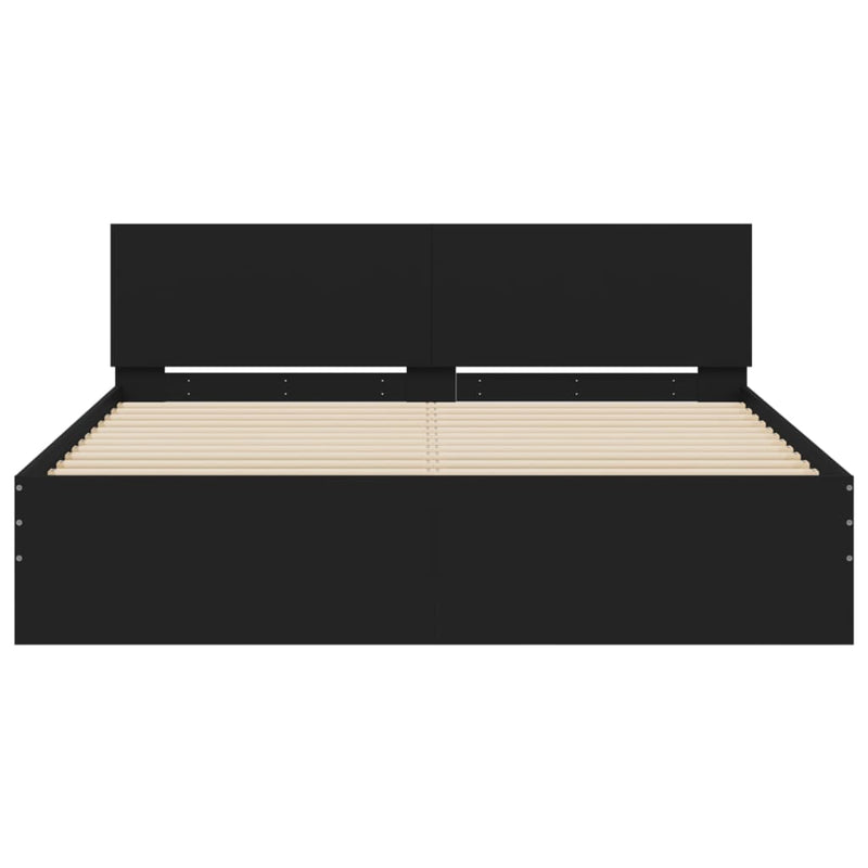 Bed Frame with Headboard Black 150x200 cm