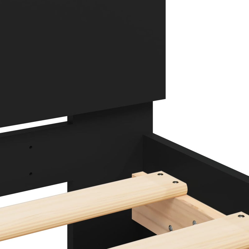 Bed Frame with Headboard Black 150x200 cm