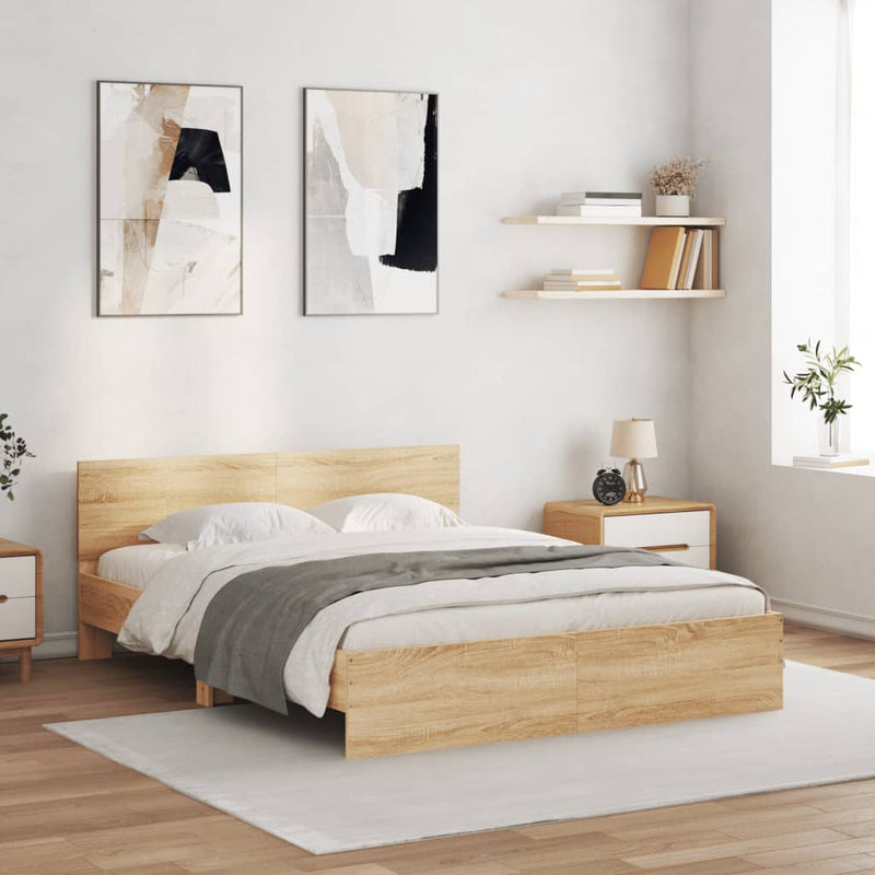 Bed Frame with Headboard Sonoma Oak 150x200 cm