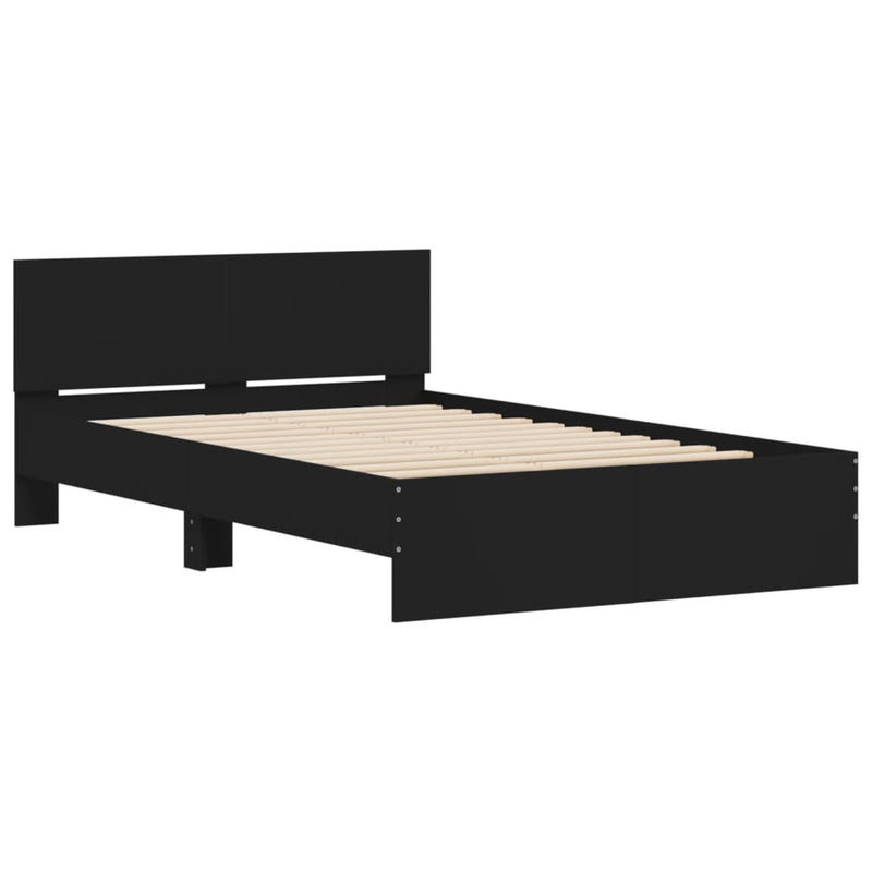 Bed Frame with Headboard Black 135x190 cm