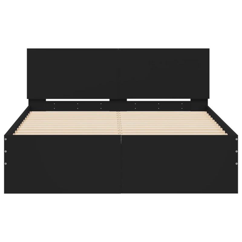 Bed Frame with Headboard Black 135x190 cm