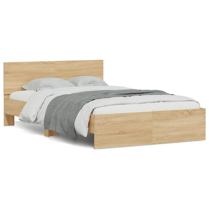 Bed Frame with Headboard Sonoma Oak 135x190 cm