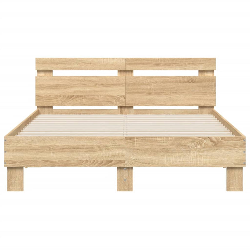 vidaXL Bed Frame with LED without Mattress Sonoma Oak 135x190 cm