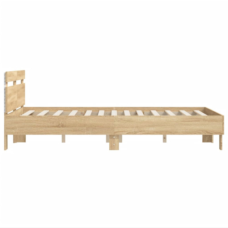 vidaXL Bed Frame with LED without Mattress Sonoma Oak 135x190 cm