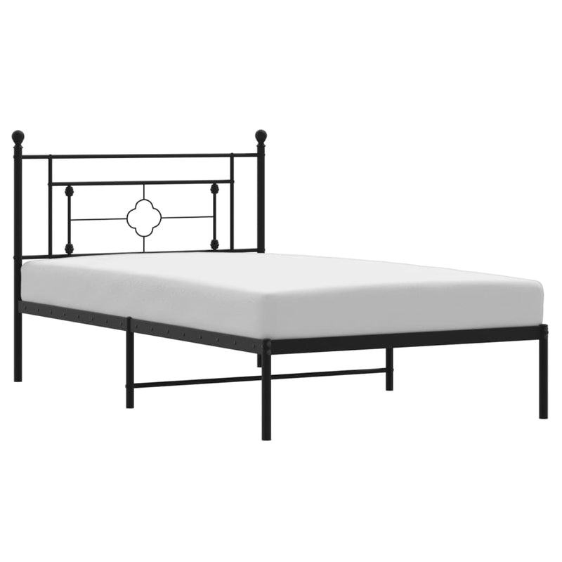 vidaXL Metal Bed Frame without Mattress with Headboard Black 107x203 cm King Single