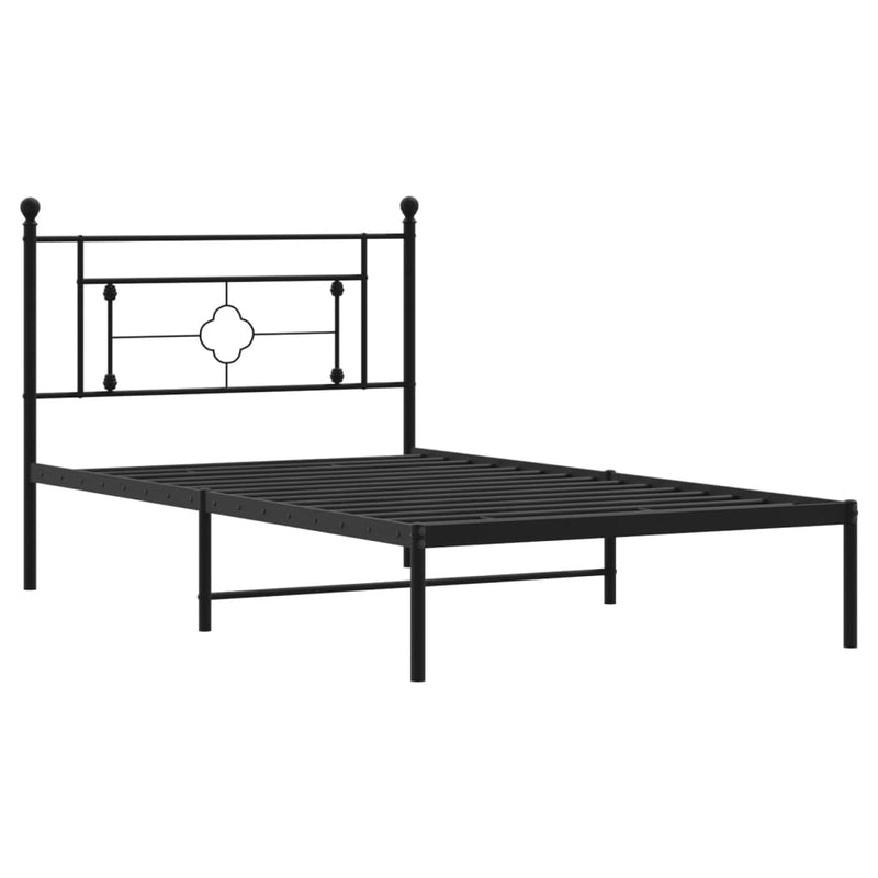 vidaXL Metal Bed Frame without Mattress with Headboard Black 107x203 cm King Single