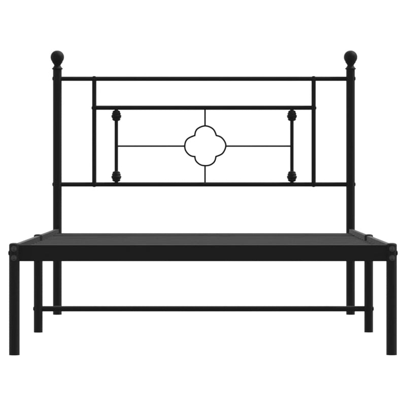 vidaXL Metal Bed Frame without Mattress with Headboard Black 107x203 cm King Single