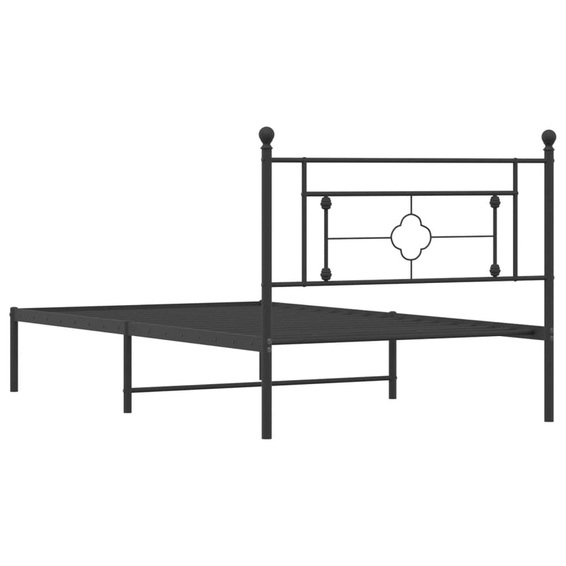 vidaXL Metal Bed Frame without Mattress with Headboard Black 107x203 cm King Single