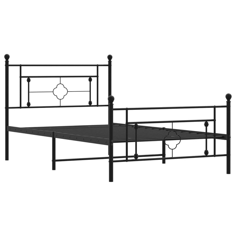 Metal Bed Frame with Headboard and Footboard Black 107x203 cm