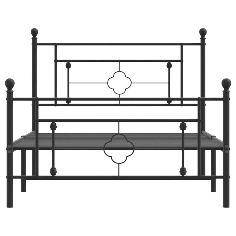 vidaXL Metal Bed Frame without Mattress with Footboard Black 107x203 cm King Single