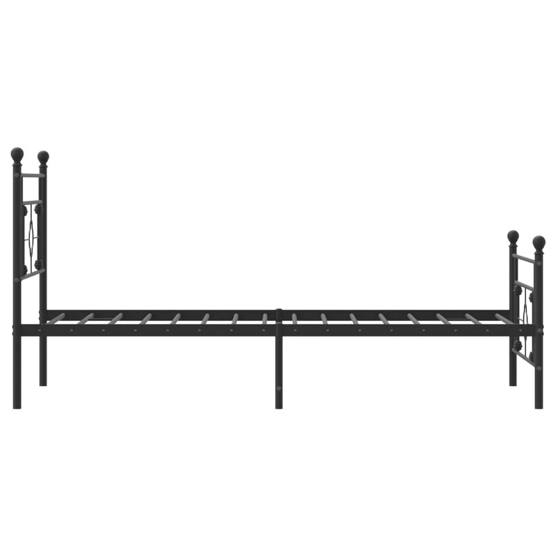 Metal Bed Frame with Headboard and Footboard Black 107x203 cm