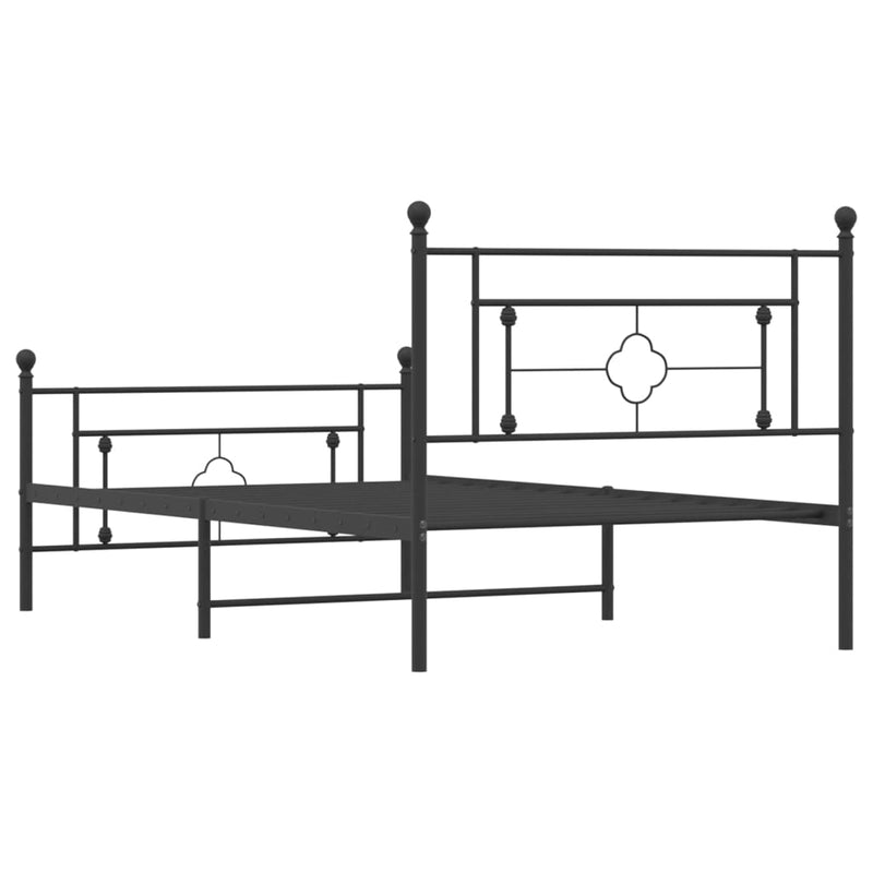 Metal Bed Frame with Headboard and Footboard Black 107x203 cm