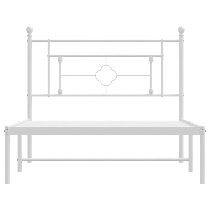 Metal Bed Frame with Headboard White 107x203 cm