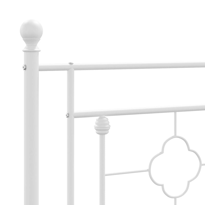 Metal Bed Frame with Headboard White 107x203 cm