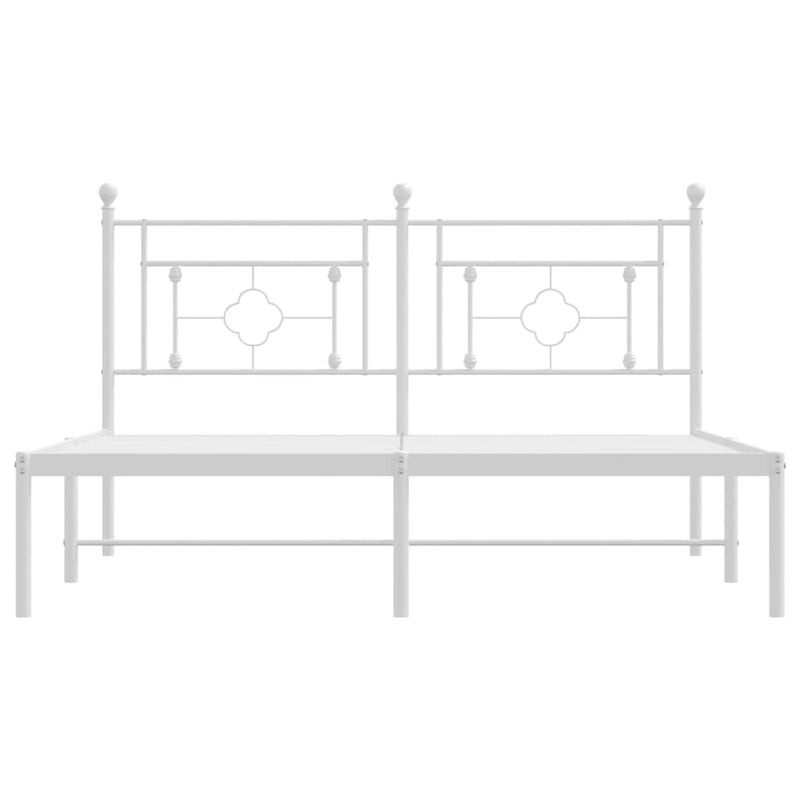 Metal Bed Frame with Headboard White 150x200 cm