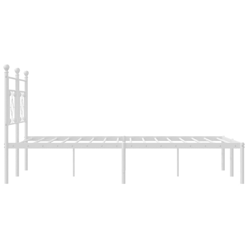 Metal Bed Frame with Headboard White 150x200 cm