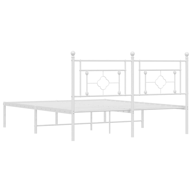 Metal Bed Frame with Headboard White 150x200 cm