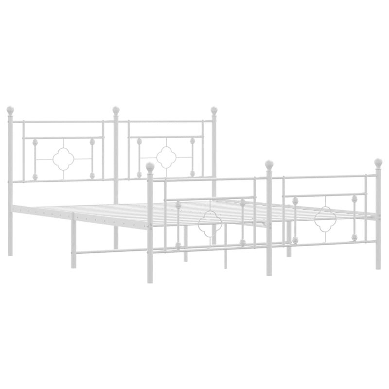 Metal Bed Frame with Headboard and Footboard White 150x200 cm