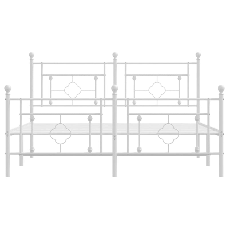 Metal Bed Frame with Headboard and Footboard White 150x200 cm