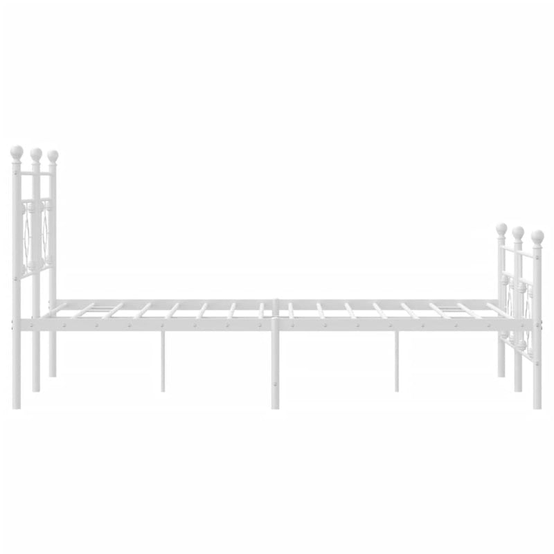 Metal Bed Frame with Headboard and Footboard White 150x200 cm