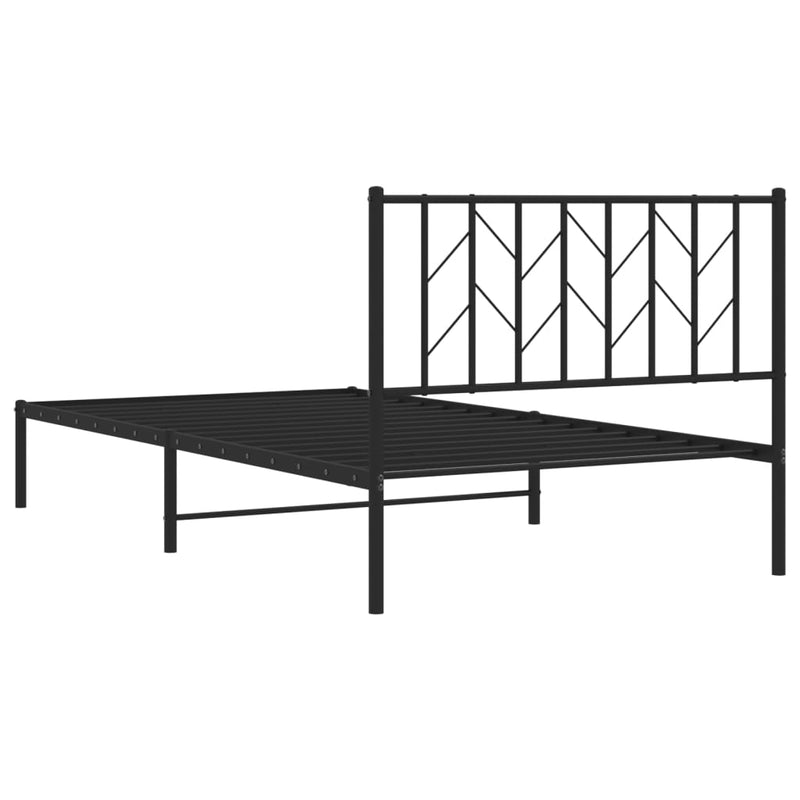 Metal Bed Frame with Headboard Black 107x203 cm