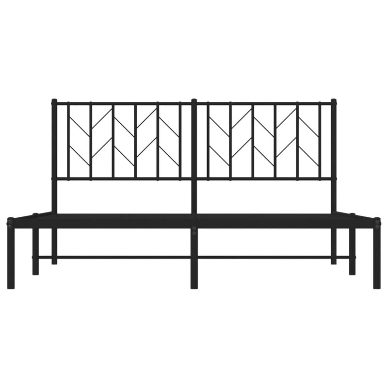 Metal Bed Frame with Headboard Black 150x200 cm