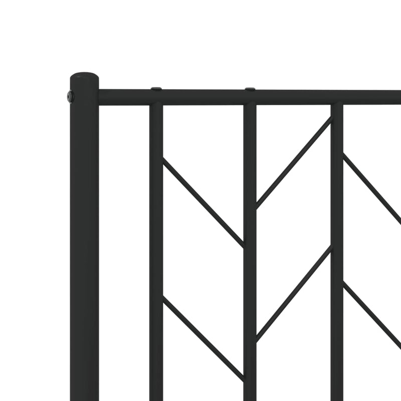 Metal Bed Frame with Headboard Black 150x200 cm