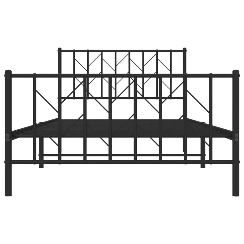 Metal Bed Frame with Headboard and Footboard Black 107x203 cm