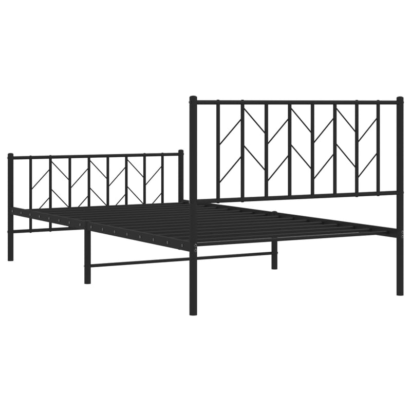 Metal Bed Frame with Headboard and Footboard Black 107x203 cm