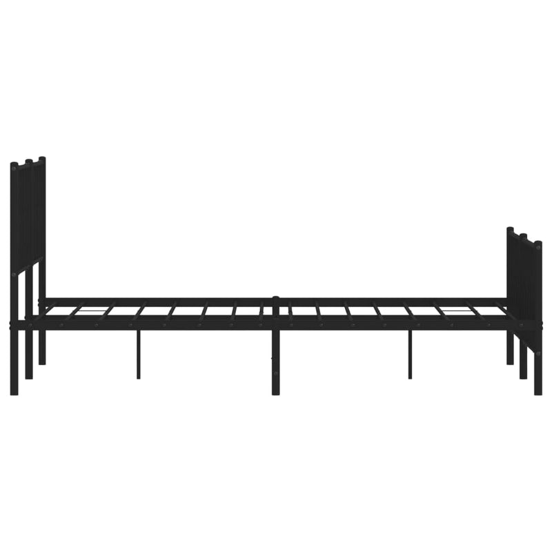 Metal Bed Frame with Headboard and Footboard Black 150x200 cm