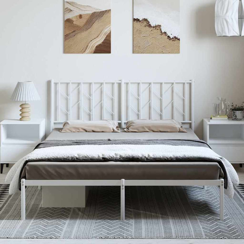 vidaXL Metal Bed Frame without Mattress with Headboard White 150x200 cm