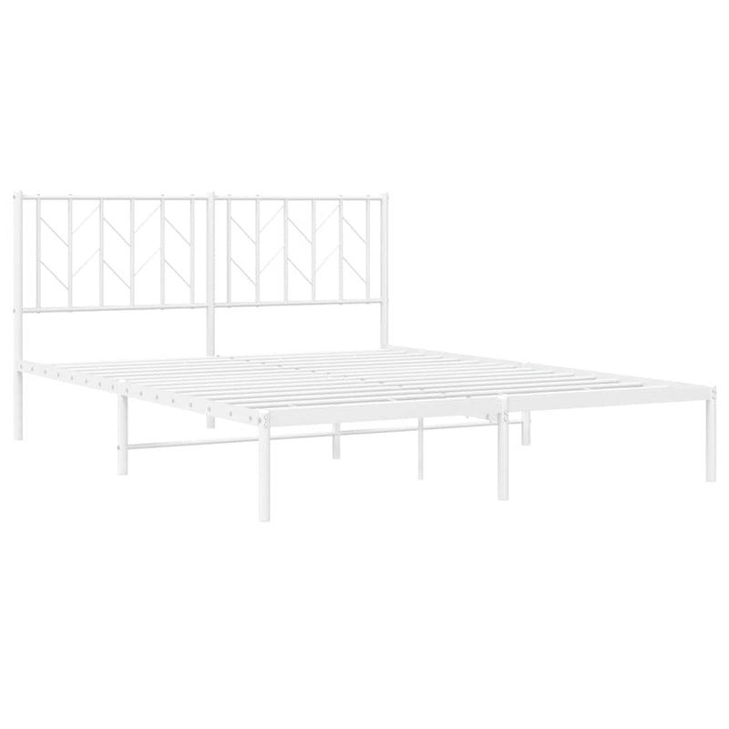 vidaXL Metal Bed Frame without Mattress with Headboard White 150x200 cm