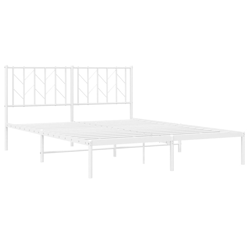 Metal Bed Frame with Headboard White 150x200 cm