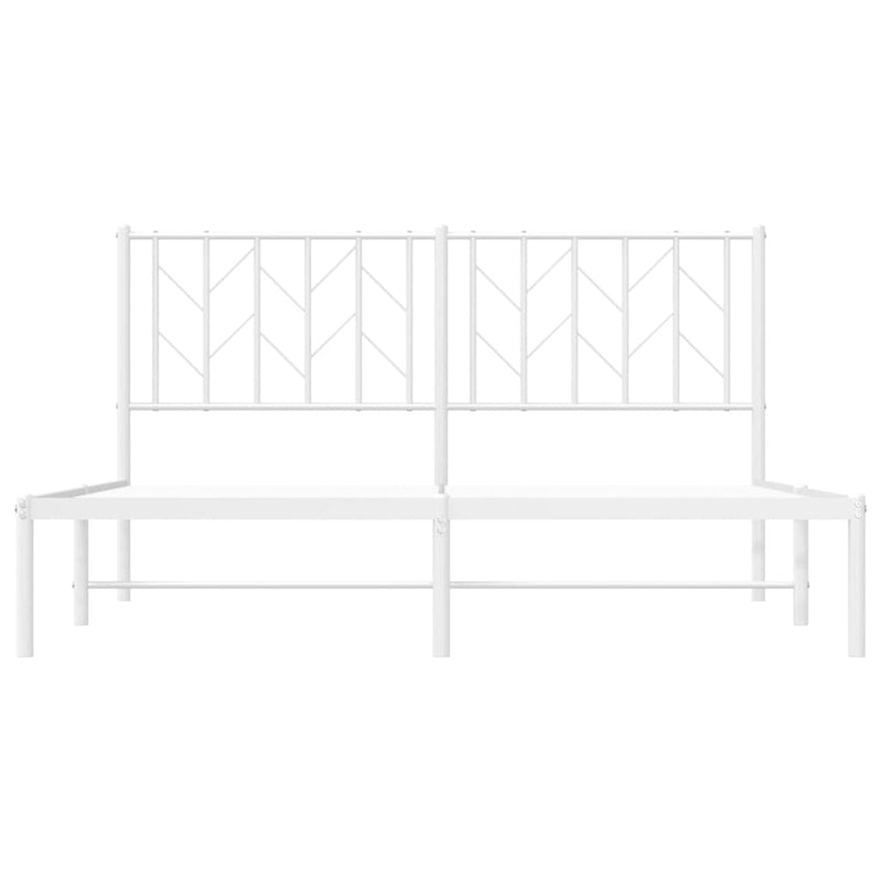 Metal Bed Frame with Headboard White 150x200 cm