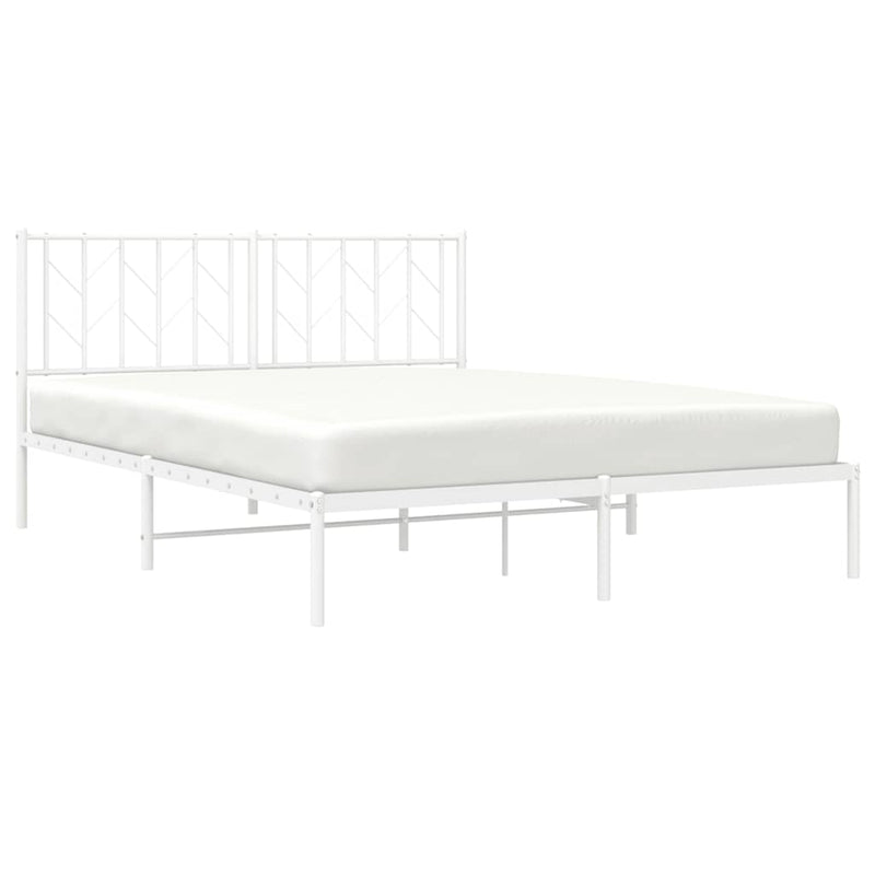 vidaXL Metal Bed Frame without Mattress with Headboard White 150x200 cm