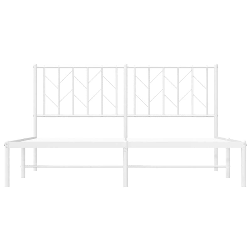 vidaXL Metal Bed Frame without Mattress with Headboard White 150x200 cm
