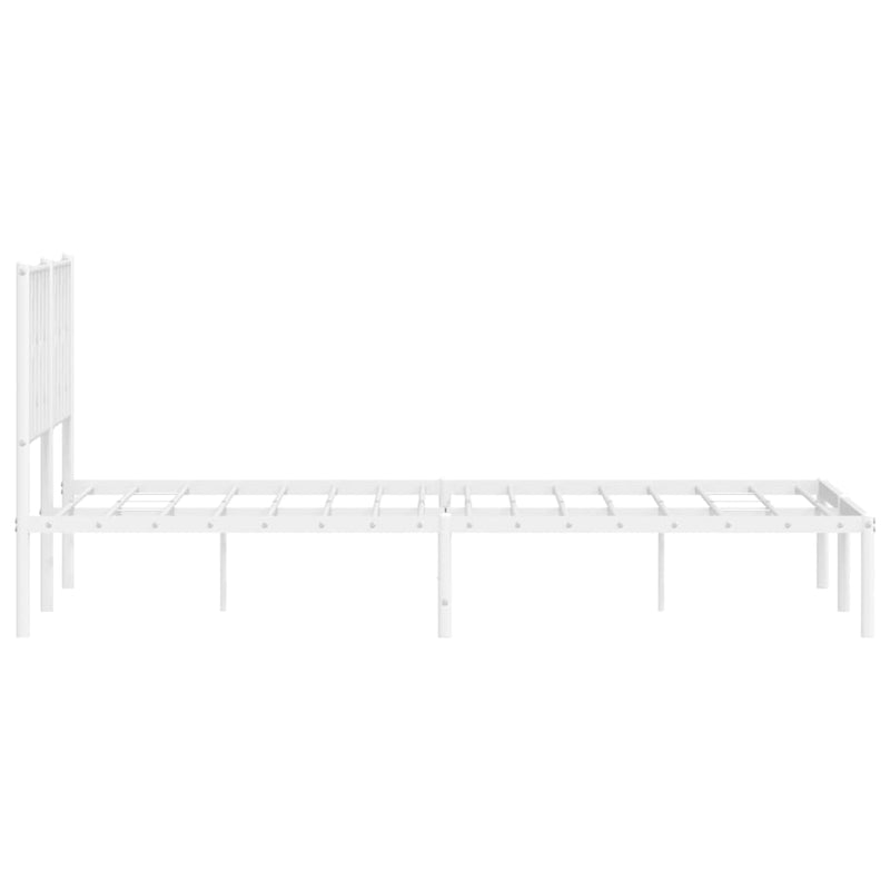 Metal Bed Frame with Headboard White 150x200 cm