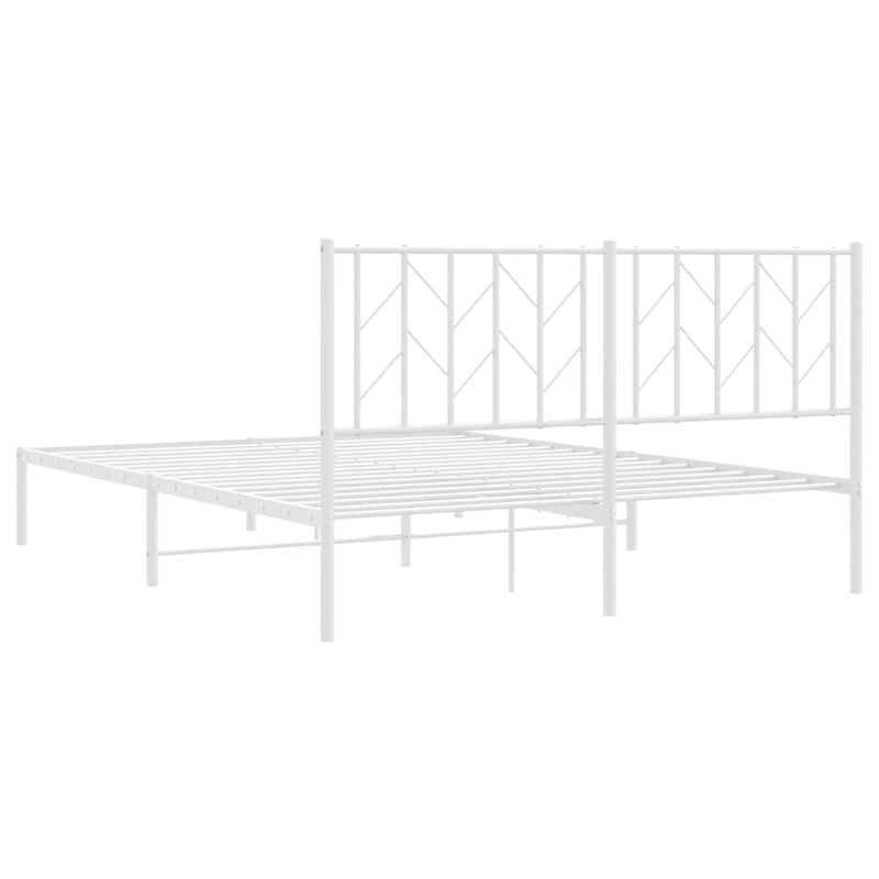 Metal Bed Frame with Headboard White 150x200 cm