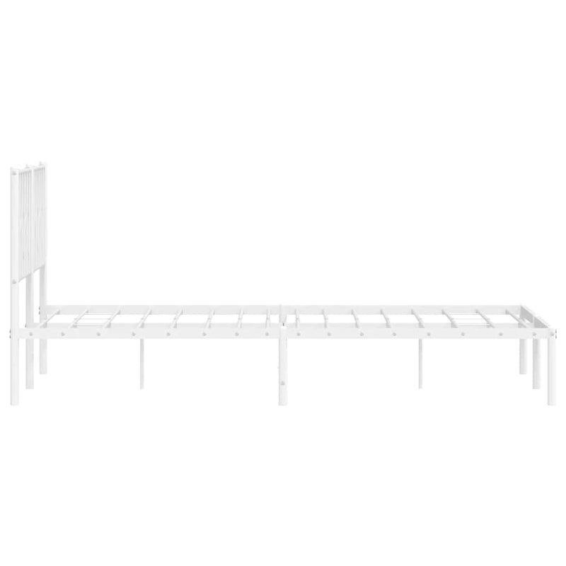 vidaXL Metal Bed Frame without Mattress with Headboard White 150x200 cm