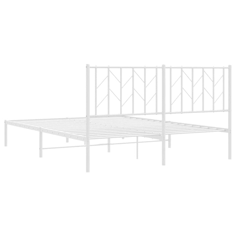 vidaXL Metal Bed Frame without Mattress with Headboard White 150x200 cm