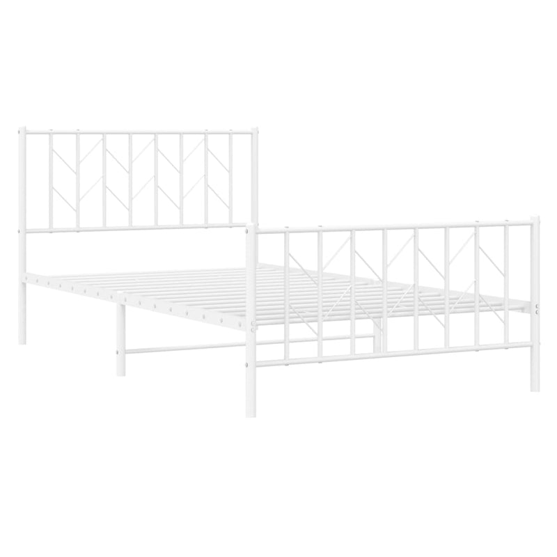 vidaXL Metal Bed Frame without Mattress with Footboard White 107x203 cm King Single