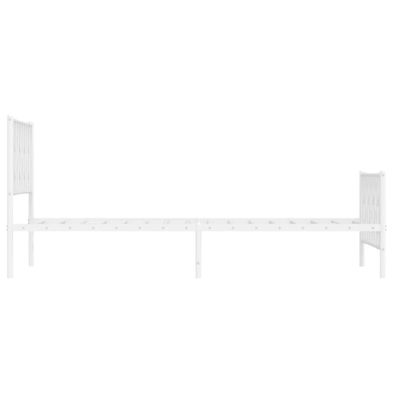 Metal Bed Frame with Headboard and Footboard White 107x203 cm