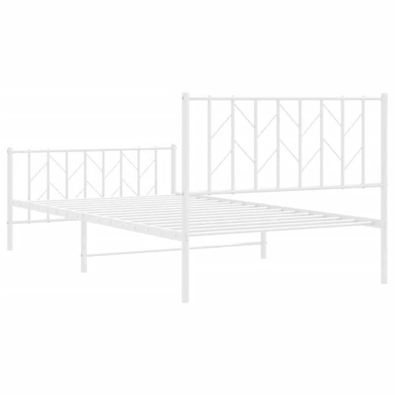 Metal Bed Frame with Headboard and Footboard White 107x203 cm