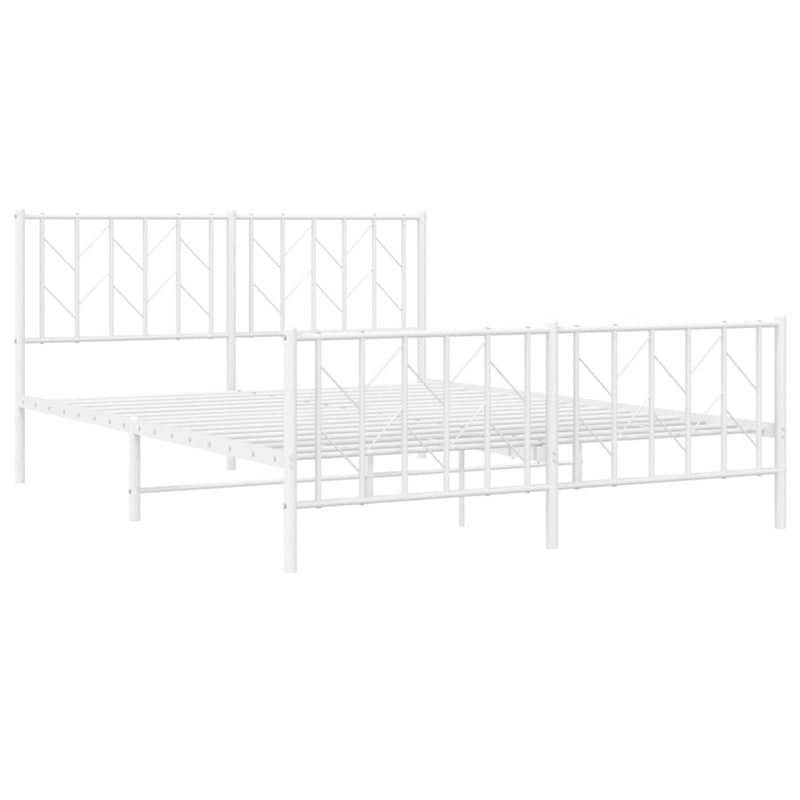 Metal Bed Frame with Headboard and Footboard White 150x200 cm