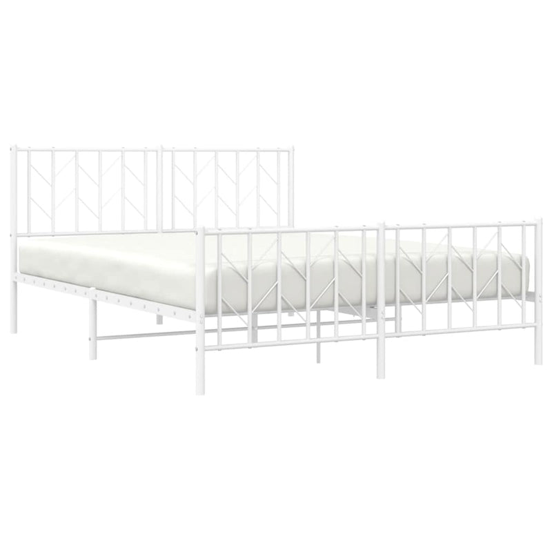 vidaXL Metal Bed Frame without Mattress with Footboard White 150x200 cm