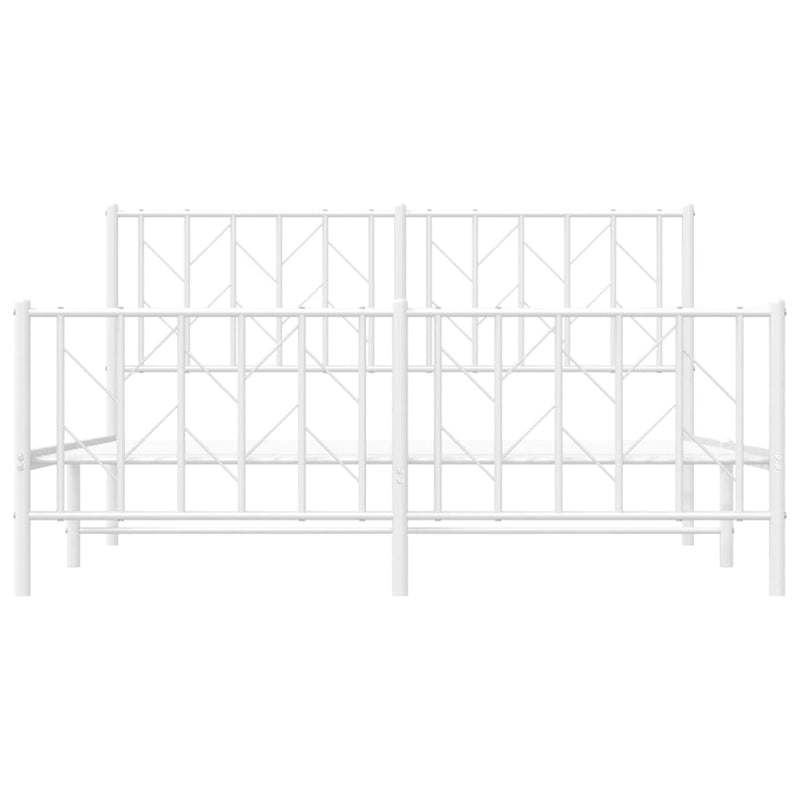 Metal Bed Frame with Headboard and Footboard White 150x200 cm