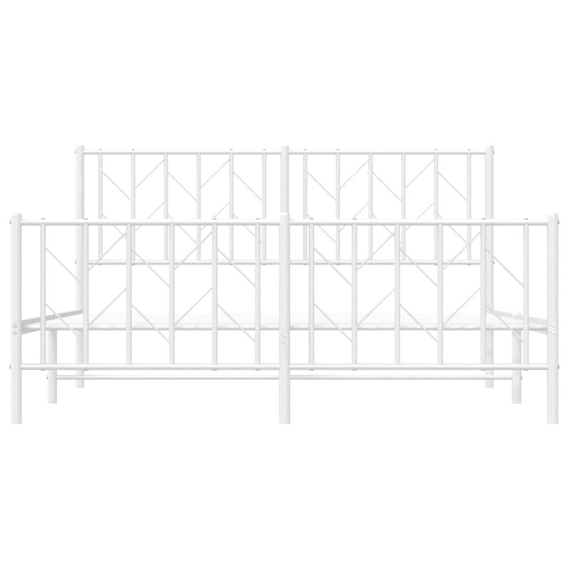 vidaXL Metal Bed Frame without Mattress with Footboard White 150x200 cm